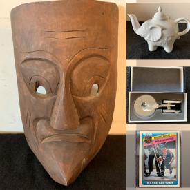 MaxSold Auction: This online auction features wooden hanging mask, coins, vintage bottles, sports trading cards, collectible plates, vintage silver jewelry, soapstone art, Disney collectibles, games, DVDs, porcelain tea set, vintage postcards, video games, proof sets, banknotes, Pokémon cards and much more!!