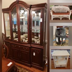 MaxSold Auction: This online auction features Jasper Cabinet and Desk, French Chair and Pillows, Wood Ship Model, Heleman Desk and Globes, Altec Computer Speaker, PlayStation, Clock, Lamp And Tapestry and much more!