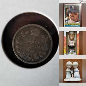 MaxSold Auction: This online auction features coin sets, coins, bank notes, sports trading cards, jersey cards, sports action figures, Ertl collectibles Zambonis, Tim Hortons hockey sticks, Precious Moments figurines, bobblehead figures and much more!