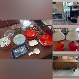 MaxSold Auction: This online auction features items such as Containers, Crystal Dishes, Bedding, Fan Collection, Board Games, Dishware, Kitchenware, Cookware, coffee Glasses, Mugs, Toaster Oven, Coffee Maker, Vintage Lamp, Metal Figures,  Oil Painting, Golf Clubs, Suitcase and much more!