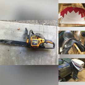 MaxSold Auction: This online auction features fishing gear, power tools, puzzles, garden tools, hardware, winter tires, chainsaw, DVDs, HO trains, stroller, boat & motor, outerwear, wetsuit, horse collectibles, TV, home electronics, art glass, English saddle, treadmill and much more!