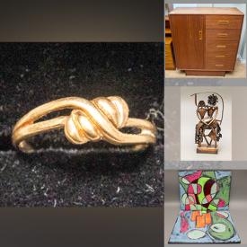 MaxSold Auction: This online auction features gold jewelry, coins, collector spoons, vintage Chinese furniture, table lamps, MCM teak furniture, art glass, art sculpture, Royal Doulton figurines, Herend figures, soapstone carvings, teacup/saucer sets, Bunnykins, collector plates, vinyl records, stamps, costume jewelry, sewing machine and much more!