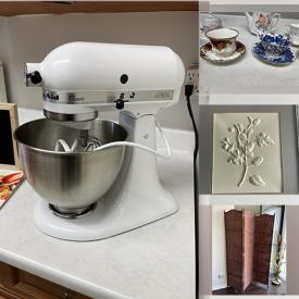 MaxSold Auction: This online auction features serger, tin sculpture, quilting supplies, room divider, small kitchen appliances, mini-freezers, home health aids, teacup/saucer sets, Royal Doulton figurine, TV, area rugs, framed wall art, craft & office supplies, computer accessories, fabric and much more!
