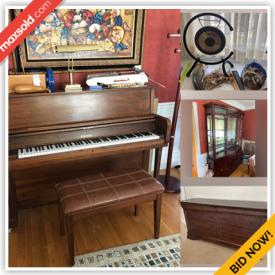 MaxSold Auction: This online auction features furniture such as a dresser, TV stand, patio chairs, file cabinets, Lane chest media cabinet, bookcase, game table, folding tables, dining chairs, plastic Adirondack chairs, Singer sewing machine with table and more, Sojin piano, music instruments, coat racks, headphones, CDs and books, kitchenware, electronics, costume jewelry, linens, lamps, exercise equipment, Underwood typewriter, wall art, Detroit Red Wings items, DVDs, games, decor and much more!