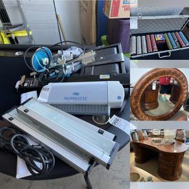 MaxSold Auction: This online auction features items like a reloading press, poker table, electronics, folding chairs, pedestal, runner, tables, drafting table, tools, mirror, clocks, bowls, home decors, kitchenware, bench, DVDs, dresser, stemware and much more!