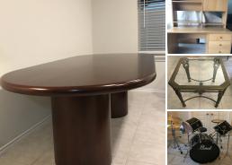 MaxSold Auction: This online auction features furniture, electronics, lamps, mirrors, brass front andirons, drum set, placemats, low cooker, LED Votive candles, DVDs, spa robe, books and much more!