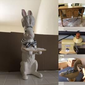 MaxSold Auction: This online auction features porcelain duck & bunny decor, trinket boxes, dining room table & hutch, shelving units, computer desk, bowling ball, wicker furniture, lamps, teacup/saucer sets and much more!