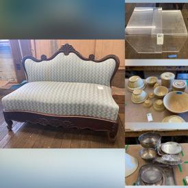 MaxSold Auction: This online auction features furniture such as a Victorian settee, vintage chairs, dropleaf table, vintage hope chest, antique blanket chest and more, pottery, silverplated trays, Bavarian china, crystalware, floral scenic prints, cast iron bowl stand, Aiwa stereo, albums, fireplace tools, Scottie dog collectibles, linens, bed linens, elephant bookends, Dunelt English bike, books, floral illustrations, vintage ephemera and much more!