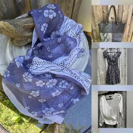 MaxSold Auction: This online auction features silk scarves, dresses, handbags, robes, Pashmina wraps, new pajamas, backpack and much more!