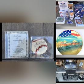 MaxSold Auction: This online auction features baseball memorabilia including signed balls & bats, bobbleheads, programs, coins, and collector’s plates, camera, stereo components, smoker/grill, small kitchen appliances, carnival glass, milk glass, oil lamps, Seth Thomas wall clock, massage chair, vintage chairs, hutch, desk and much more!