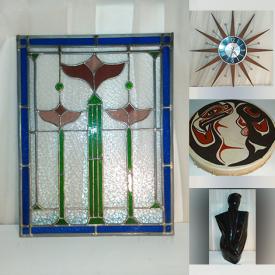 MaxSold Auction: This online auction features classical guitar, stained glass windows, vintage star clock, vintage head vase, Haida drum, green Wedgewood, gemstone tree, Moorcraft bowl, vintage wall pocket vases, oil paintings, Legos, art glass, studio pottery, antique sewing machine, model toy cars and much more!