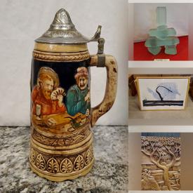 MaxSold Auction: This online auction features German musical stein, collector plates & spoons, costume & rhinestone jewelry, watches, barware, teacup/saucer sets, office supplies, art glass, framed wall art, toys, vintage books and much more!