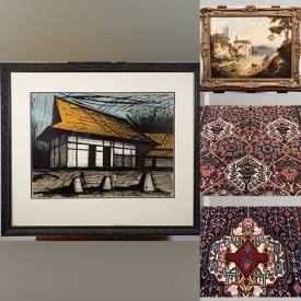 MaxSold Auction: This online auction features Bernard Buffet lithograph, vintage hand-knotted Persian carpets, oil paintings, watercolor paintings, figurines, hand-knotted Savonnerie carpets, 3d rooster artwork, wooden horse decor, vases, wooden jar, fireplace blower, silver serving ware and much more!