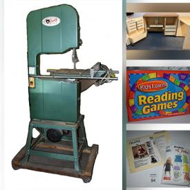 MaxSold Auction: This online auction features drawer units, HP printer, sewing patterns, Buddha board, brake fluid, educational books, band saw,  tactical backpack, yarn skeins, board games, pet ramp, walker, oil filters, Stiffel floor lamp, acoustic guitar, tile saw, Pyrex, floor jack, Horn sewing machine cabinet and much more!