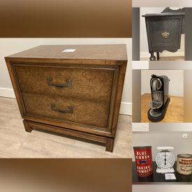 MaxSold Auction: This online auction features items such as a Vintage Hairbrush, Comb, Mirror, Farmhouse Style Desk, floating shelves,  Nightstand, Vanity, Side Table, Nespresso Citiz Machine, Food Thermos, Cup, picture frame, Cookware, Textbooks and much more!