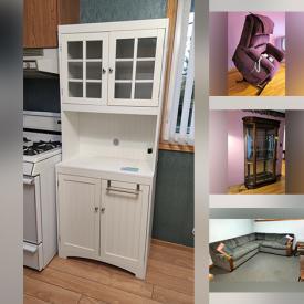 MaxSold Auction: This online auction features pantry, sewing machine, sofa, dresser, side tables, cedar chest, mirror, filing cabinet, display unit, wall unit, lamp. chairs, Large sectional sofa and much more!