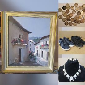 MaxSold Auction: This online auction features art pottery, Japanese woodblock print, fine, costume & vintage jewelry, Royal Doulton figurine, watches, table linens, vinyl records, depression glass, yarn, men’s shoes, framed wall art, coins, art glass, and much more!