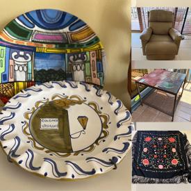 MaxSold Auction: This online auction features dining room table & chairs, framed wall art, torchiere lamp, Pedro Damian table, outdoor chairs, live plants, small kitchen appliances, binoculars, CDs, mosaic tiled table, sewing machine TV, women’s clothing & shoes and much more!