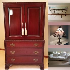 MaxSold Auction: This online auction features items like dressers, lamps, couches, dining table sets, side chairs, glass coffee table, sideboards, electronics, bike stand, vase, kitchen items, office chair, TV, refrigerator, tools and much more!