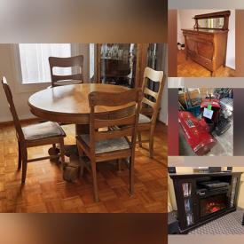 MaxSold Auction: This online auction features various items such as a display cabinet, assorted china, platters, serving dish, table, chairs, antique lamps, glassware, Boston rocker, lawn mower, stereo cabinet, steamer trunk, tv stand, dresser, hockey table, jars and much more.