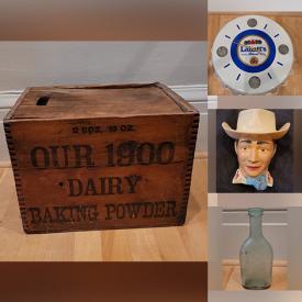 MaxSold Auction: This online auction features items like antique bottles, collectible whistles, clocks, trays, signs, bookshelf, decors, globe, elliptical machine, collectible toy set and much more!