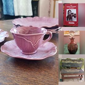 MaxSold Auction: This online auction features an Antique Cranberry Glass Vase, Mexican Folk, Wood Mirror, paintings, India Wax Mold Bangles, Vintage Garden Bench, Paintings and much more!