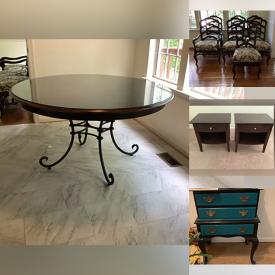 MaxSold Auction: This online auction features items such as Dining tables, Dining Chairs, Side Tables, Chests, Desk Chairs, Wall Art, Kitchenware, Trays, Placemats, Candlesticks, Games, Crafts, Electronics, rug and much more!