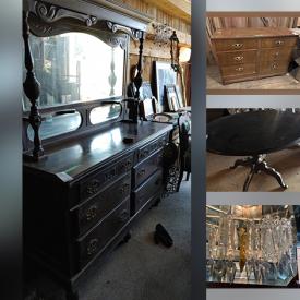 MaxSold Auction: This online auction features furniture such as China cabinet, table, dresser and mirror, cabinet with 3 drawers, cabinet with glass display, six drawer dresser, glass table top and table. Includes picture frames, lamp, clocks, wall art, chairs, dehumidifier, coffee table, exterior doors and mirrors, table legs, arborite table, skill saws, lampshades and art prints. Also includes wall décor, books, plastic rolls, yard tools, wheelbarrow, toolbox, pumps, quilted hanging and lace dollies. Includes display case, shelf, coffee maker, picnic supplies, book collection, Christmas decorations, light shades, scales and clocks and much more!