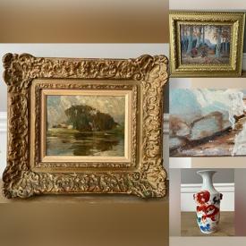 MaxSold Auction: This online auction features oil paintings, litho print, watercolours, original military photos, Tom Thomson prints, Chinese vases & snuff bottle, Moorcroft vase, Hummel figurines,  Imari Japanese bowl, mantel clocks, Indian brass vase, stone carvings, teacup/saucer sets, Haida woven panel print and much more!