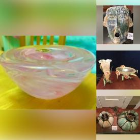 MaxSold Auction: This online auction features art glass, ceramic houses, clay mask, MCM coffee set, collectible spoons, vintage toys, wooden masks, bicycles, carnival glass, coins, decorative plates, steins, Tiffany-style glass lamps, art pottery, vintage books and much more!