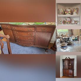 MaxSold Auction: This online auction features items such as Flatware, Buffet Cabinet, Dining Room Set, Hutch, rugs, Vases, Grandfather Clock, figurines, Shelving Units and much more!