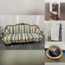 MaxSold Auction: This online auction features various items such as rug, table, hutch, chest, buffet, drawers, bed frame, freezer, chair, umbrella stand, vintage settee, Christmas dishes, china, serving dishes, glasses, frames painting, stone art, ceramic globe, books, planters, vintage lamp and much more.