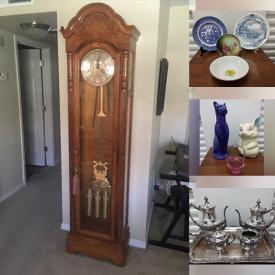 MaxSold Auction: This online auction features area rug, vintage trunk, miniature porcelain shoe collection, artwork, mirrors, garden tools, Howard Miller grandfather clock and much more!