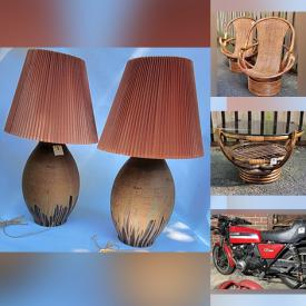 MaxSold Auction: This online auction features 1984 Kawasaki GPZ 550, antique lawn bowling balls, vintage wicker pendant lights, Pair of vintage swivel rattan armchairs, a Stone lamp, a vinyl record, acoustic guitar, a Glass teardrop, a Steel Locker Unit and much more!