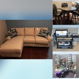 MaxSold Auction: This online auction features furniture such as CR Laine sectional sofa, pub table with chairs, console table, framed wall art, ladies shoes, office supplies, Weber grill, lamps, glassware, power tools, home gym, small kitchen appliances, costume jewelry and much more!