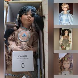 MaxSold Auction: This online auction features a wide variety of collectible dolls of many styles and much more!