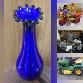 MaxSold Auction: This online auction includes vintage oil lamps, gas copper sconce, milk glass, McCoy planters, stoneware crock, crystalware, barware, wall art, John Deere mower, Little Tikes, dolls and other toys, Italia Enrico Bertini accordion, jewelry, kitchenware, board games and more!