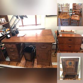 MaxSold Auction: This online auction features items such as Desktop file organizer, health care supplies, Trunk, Chair, Electronics, Vintage Table, Nesting Bowls, Pottery, Kitchenware, Shelf, Cabinet, Sculptures, Wall Art, Antique Radio, Floor Lamps, Bookcase, Rocking Chairs and much more!