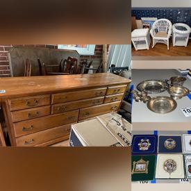 MaxSold Auction: This online auction features an end table, cabinet, dresser and mirror, wicker furniture, storage bench, kitchen appliances, lamps, golf clubs, barware, glassware, purifiers, washer & dryer, tools and much more!