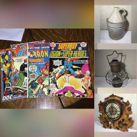 MaxSold Auction: This online auction features antique book, coins, comics, vinyl records, vintage tins, camera &  lenses, sports trading cards, vintage postcards, vintage lighters, stoneware jug, vintage bottles, air hammer, antique phone boxes, brass oil lantern, vintage creamers, vintage magazines, outdoor lanterns, chainsaw, and much more!