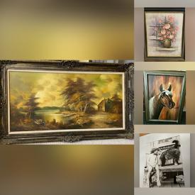 MaxSold Auction: This online auction features various items such as oil painting, framed art, mandala circle, framed print, glass beads necklace, wall art, figurines, lithograph, sketches, The Beatles book, and much more.