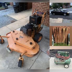 MaxSold Auction: This online auction features Toyota electric jack, rims and tires, portable car jack, tiki torches, straining buckets, automotive vacuum, air compressor, exercise bike, Toro zero turn mower, welding helmet, metal storage box and much more!