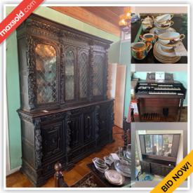 MaxSold Auction: This online auction features furniture such as a dinette table and chairs, Bentwood shelf, couch, bench, patio chairs, concrete benches, desk, dresser, bookcase, drum table, piano bench, vintage armchairs, antique china hutch and more, concrete urns, planters, Japanese tea set, glassware, rugs, vintage Wurlitzer organ, lamps, electronics, live plants, vintage rackets, toys, brass wall plaque, air purifiers, LPs and much more!