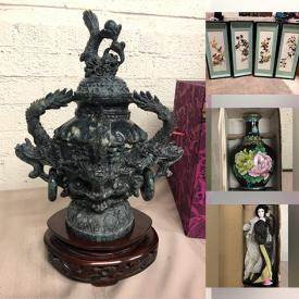 MaxSold Auction: This online auction features vintage Asian artwork, porcelain and cloisonné vases, jade bracelets, dishware, Chinese nesting tables, collector plates, pendant sets and much more!