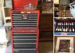 MaxSold Auction: This online auction features antique architectural pieces, antique hardware, Craftsman tools, drum set, vintage lamps, cookware, furniture such as side tables, cabinets, and buffet, vintage kitchenware, Boyds Bears, ceramics, glassware and much more!