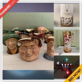 MaxSold Auction: This online auction features Royal Doulton, Waterford crystal, Belleek, Beswick, Hummel, original paintings, vintage Christmas decor, silver plate, fine china, glassware and much more!