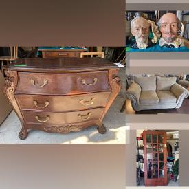 MaxSold Auction: This online auction features furniture such as a dresser, round wood table, TV tables, secretary, wood chairs, buffet, sofa bed, chest and others, door, window frame, Hentschel grandfather clock, prints, Toby mugs, Moorcroft vases, lamps, candleholders and much more!