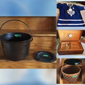 MaxSold Auction: This online auction features baskets, cauldrons, beer signs, glasses, & taps, Harley Davidson gear, humidors, TV, vintage bottle openers, vintage power tools, mahogany veneer door and much more!