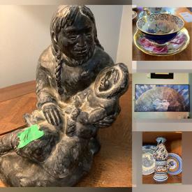 MaxSold Auction: This online auction features framed artwork, stained glass lamp, table lamps, geodes, Inuit art, art glass, teacup/saucer sets, blue glass, decorative plates, religious eggs, ruby glass, shoe forms, games, DVDs, art pottery, Bohemian glass and much more!