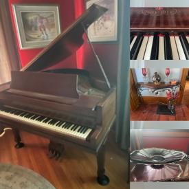 MaxSold Auction: This online auction features antique grand piano, aquarium, area rug, wood stove, air hockey table, antique china cabinet, wine rack, motorized TV stand, wall mount water feature, snow globes, mirrors, small kitchen appliance and much more!